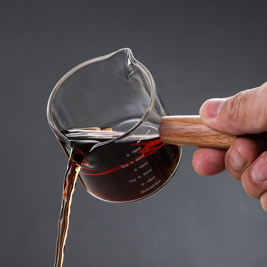 50-250ml Wood Handle Glass Esp - Barista Milk Jug ulasan dan harga